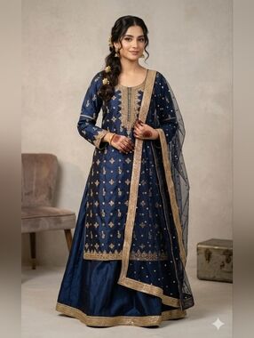 NWOT❤️‍🔥Navy Blue Stone Work Pakistani Sarara Set for Women 3-Piece For Eid